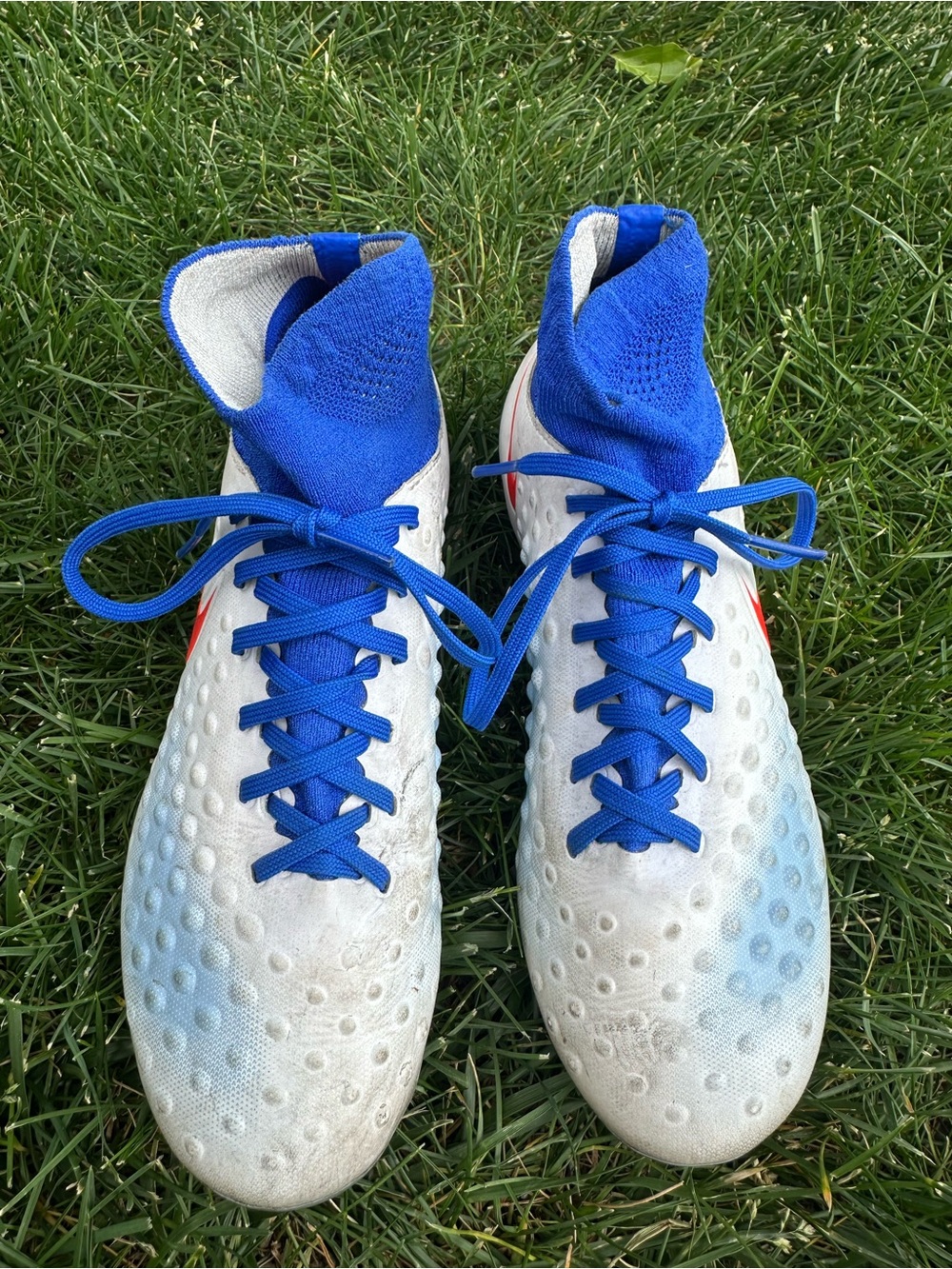 Nike White and Royal Blue Women's Athletic Shoes